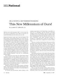 2007-09-21: On a Fateful September Weekend: This New Millennium of Ours!