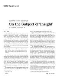 2008-05-30: Science in Its Essence: On the Subject of ‘Insight’