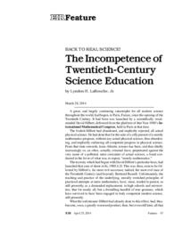 2014-04-25: Back to Real Science! The Incompetence of Twentieth-Century Science Education