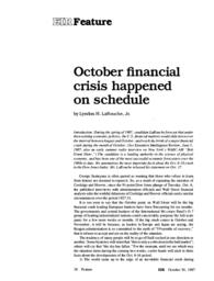 1987-10-30: October Financial Crisis Happened On Schedule