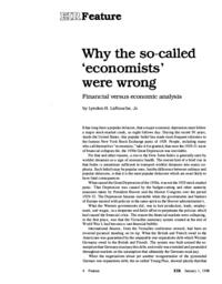 1988-01-01: Why the So-Called ‘Economists’ Were Wrong: Financial versus Economic Analysis