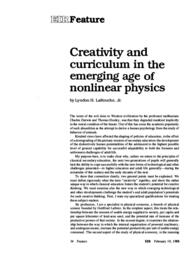 1988-02-19: Creativity and Curriculum in the Emerging Age of Non-Linear Physics