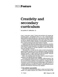 1988-02-26: Creativity and Secondary Curriculum
