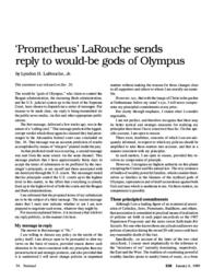 1989-01-06: ‘Prometheus’ LaRouche Sends Reply to Would-Be Gods of Olympus