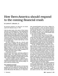 1989-09-08: How Ibero-America Should Respond to the Coming Financial Crash