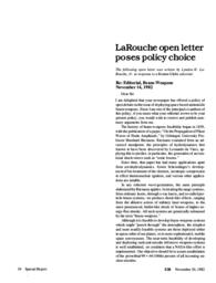1982-11-30: LaRouche Open Letter Poses Policy Choice