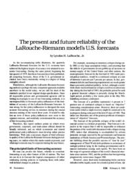1983-02-08: The Present and Future Reliability of the LaRouche-Riemann Model’s U.S. Forecasts