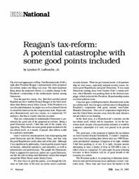 1985-06-10: Reagan’s Tax Reform: A Potential Catastrophe with Some Good Points Included