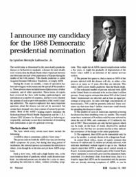 1985-10-18: I Announce My Candidacy for the 1988 Democratic Presidential Nomination