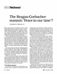 1985-12-06: The Reagan-Gorbachov Summit: ‘Peace in Our Time’?