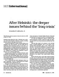1990-09-21: After Helsinki: The Deeper Issues Behind the ‘Iraq Crisis’