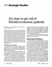1991-11-22: It’s Time To Get Rid of British Economic Policies