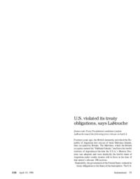 1996-04-19: ‘U.S. Violated Its Treaty Obligations,’ Says LaRouche