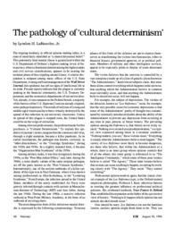 1996-08-30: The Pathology of ‘Cultural Determinism’