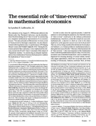 1996-10-11: The Essential Role of ‘Time-Reversal’ in Mathematical Economics