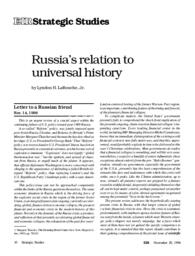 1996-11-29: Russia’s Relation to Universal History