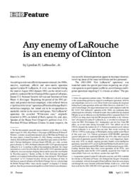 1998-04-03: Any Enemy of LaRouche Is an Enemy of Clinton