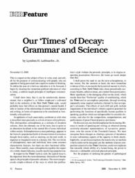 2000-12-08: Our ‘Times’ of Decay: Grammar and Science