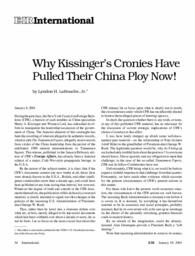 2001-01-19: Why Kissinger’s Cronies Have Pulled Their China Ploy Now!