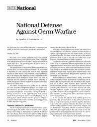 2001-11-09: National Defense Against Germ Warfare