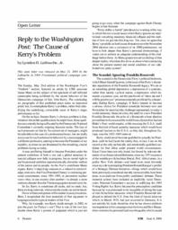 2004-06-04: Reply to the Washington Post: The Cause of Kerry’s Problem
