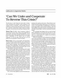 2004-07-30: LaRouche to Argentine Radio: ‘Can We Unite and Cooperate To Reverse This Crisis?’