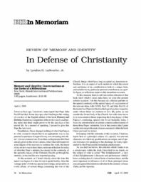 2005-04-15: Review of ‘Memory and Identity’: In Defense of Christianity