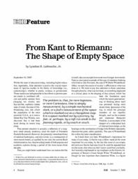 2005-10-07: From Kant to Riemann: The Shape of Empty Space