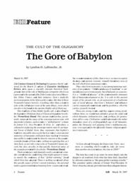 2007-03-30: The Cult of the Oligarchy: The Gore of Babylon