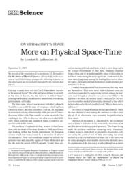 2007-10-05: On Vernadsky’s Space: More on Physical Space-Time