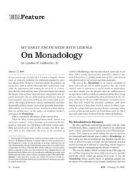 2008-02-22: My Early Encounter with Leibniz: On Monadology