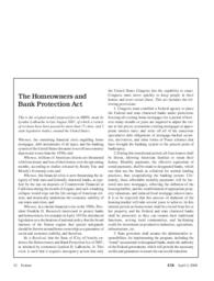 2008-04-04: The Homeowners and Bank Protection Act