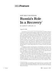 2008-09-05: New Bretton Woods: Russia’s Role in the Recovery