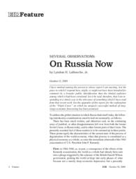 2009-10-30: Several Observations: On Russia Now