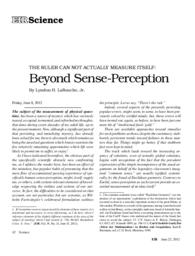 2012-06-22: The Ruler Can Not Actually Measure Itself: Beyond Sense-Perception