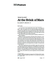 2013-08-09: ‘What Is Life?’: At the Brink of Mars